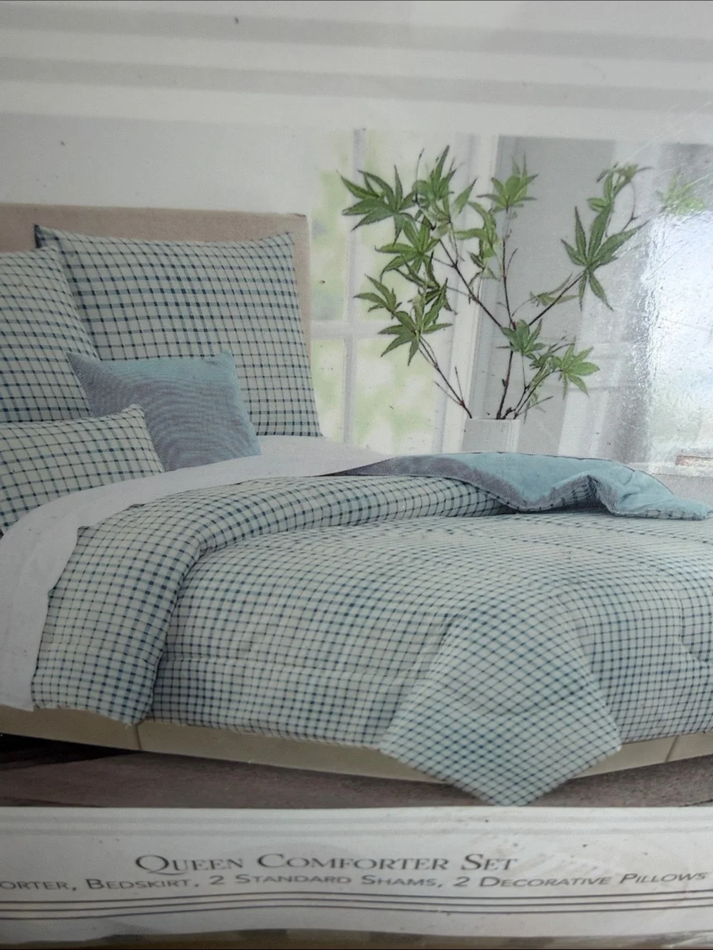 belk Blue and White Plaid Comforter Set